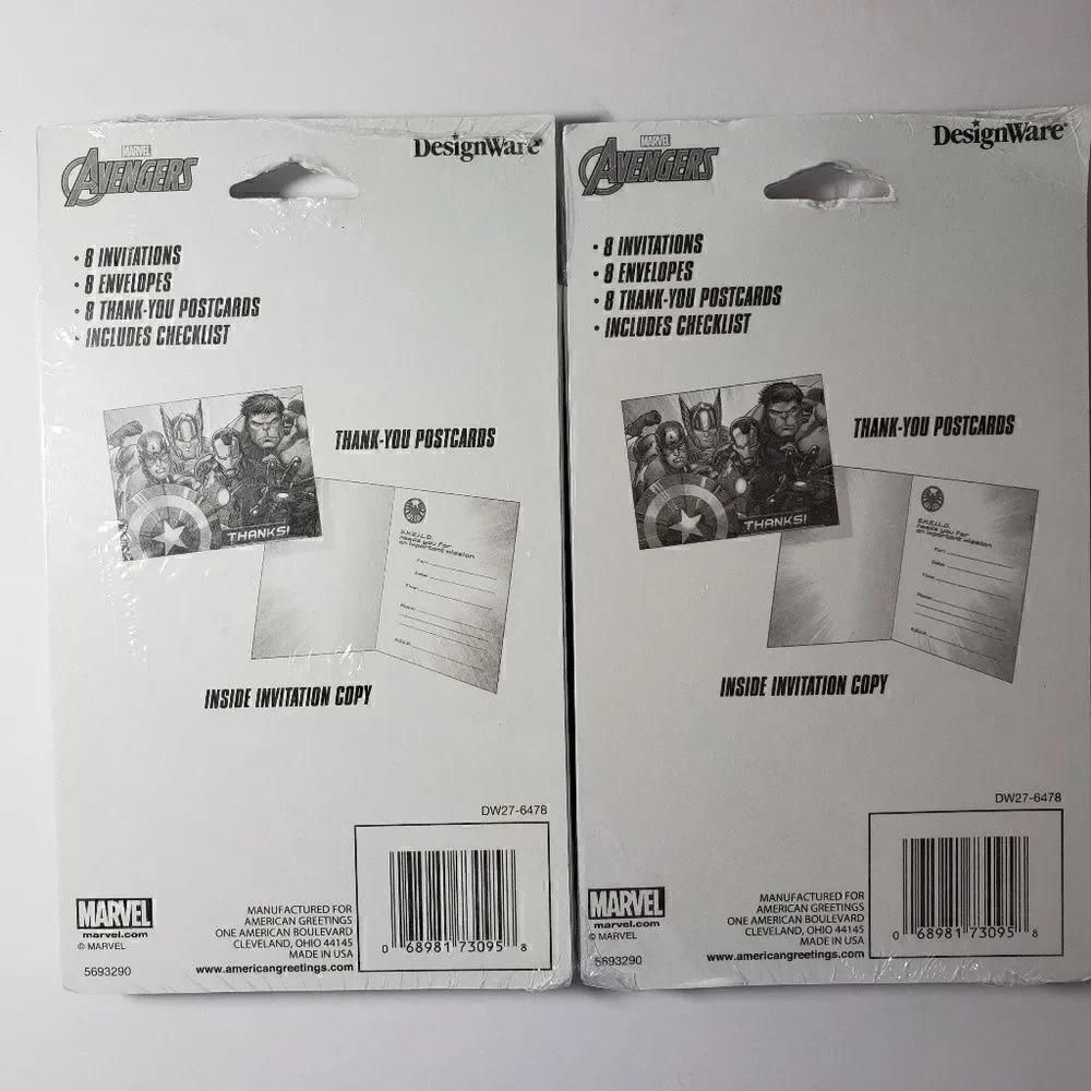 Avengers Birthday Party Invitations/Thank You Card‎
